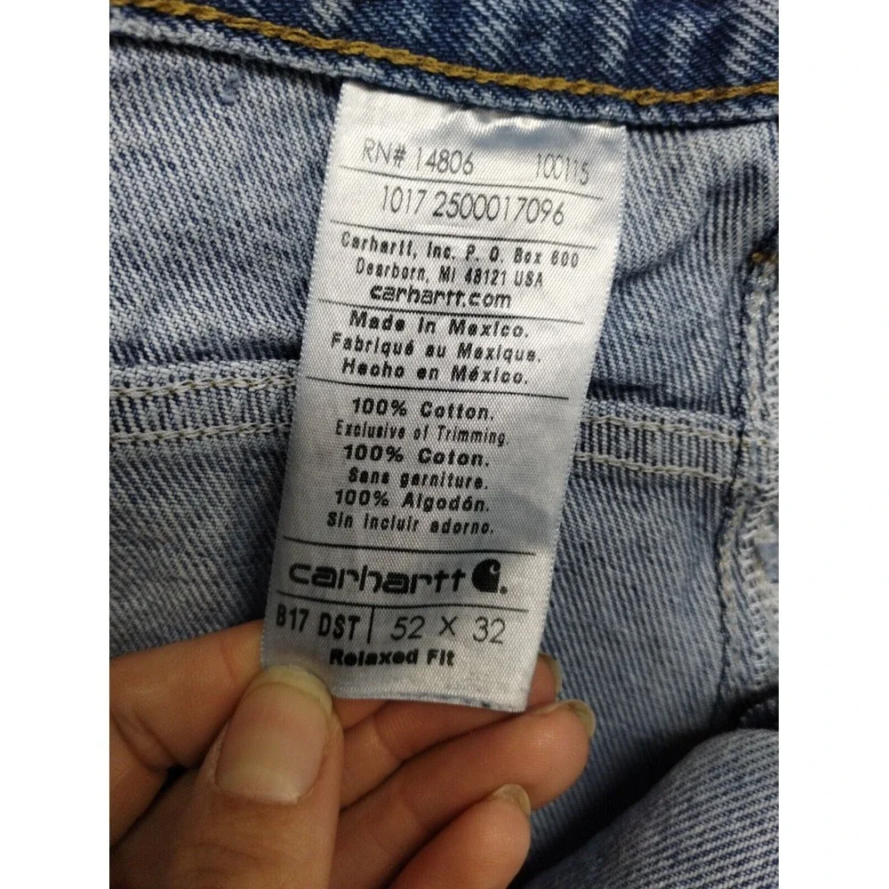 Carhartt Jeans Men 48x32 Blue Relaxed Fit‎ B17 DST Casual Workwear Denim Pants
